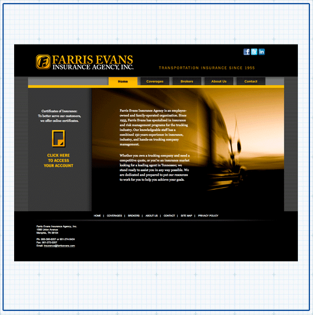 Website design for Farris Evans Insurance